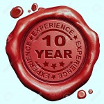 10 Year experience quality and jubileum label guaranteed product red wax seal stamp